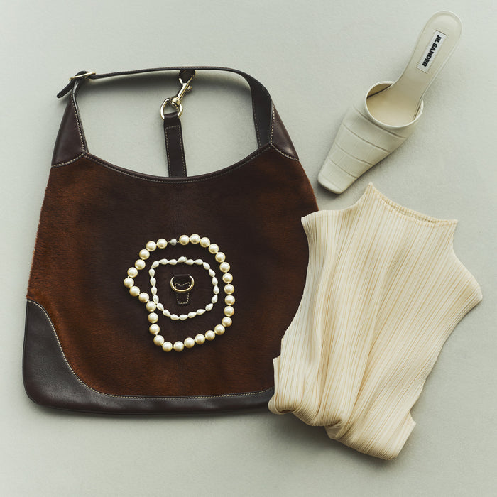 04 GUCCI BROWN PONY HAIR SHOULDER BAG