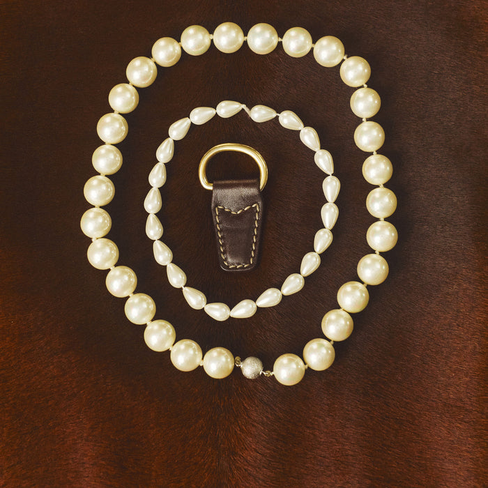 09 GUCCI PONY HAIR BAG - VINTAGE PEARL NECKLACES_