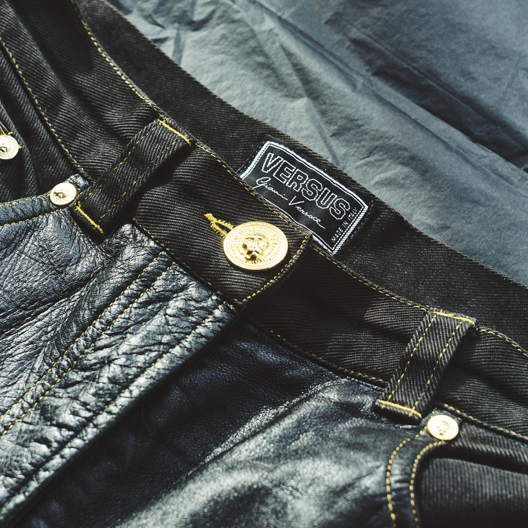 12 VERSACE BLACK LEATHER TROUSERS - MEDUSA HARDWARE