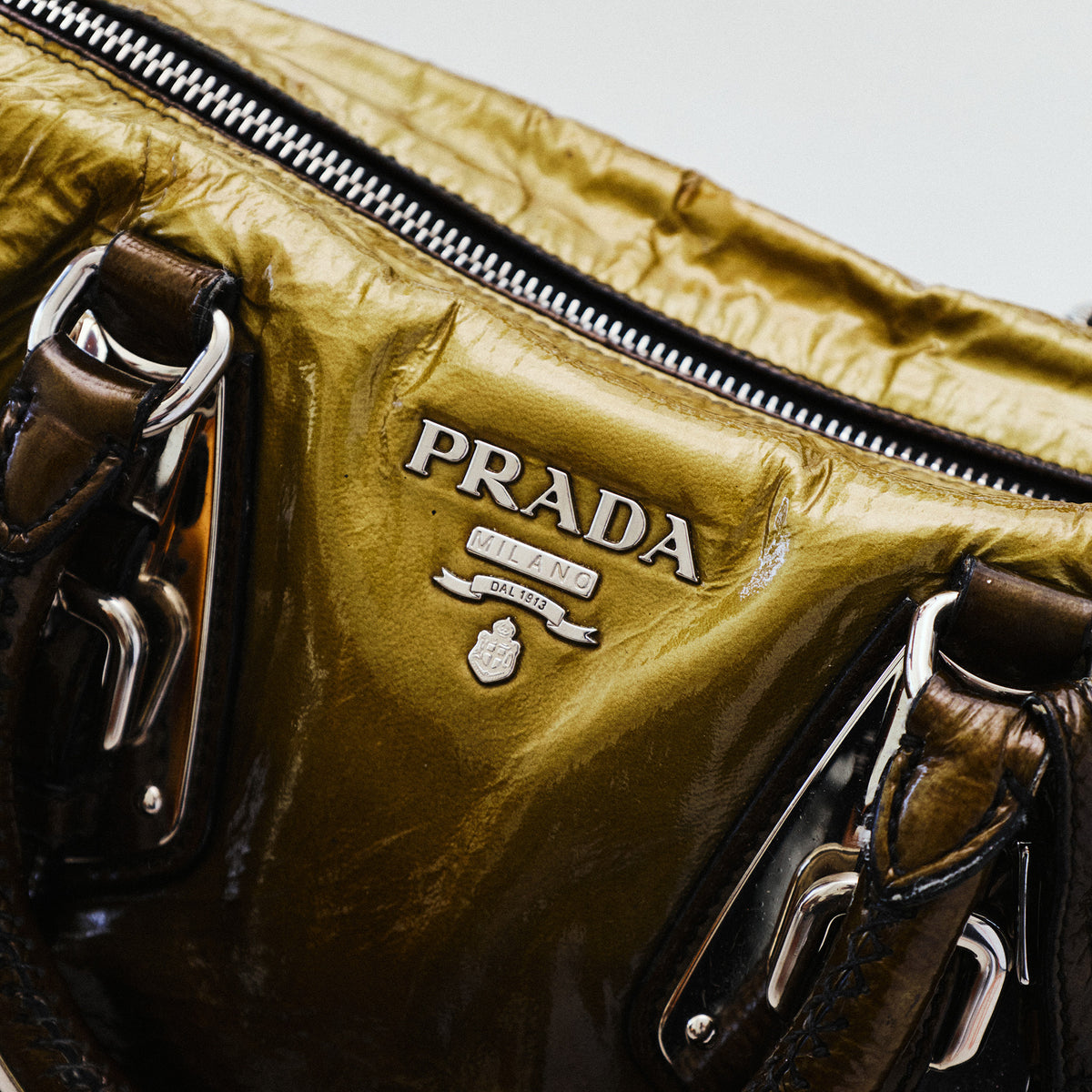 PRADA PATENT LEATHER BOWLING BAG