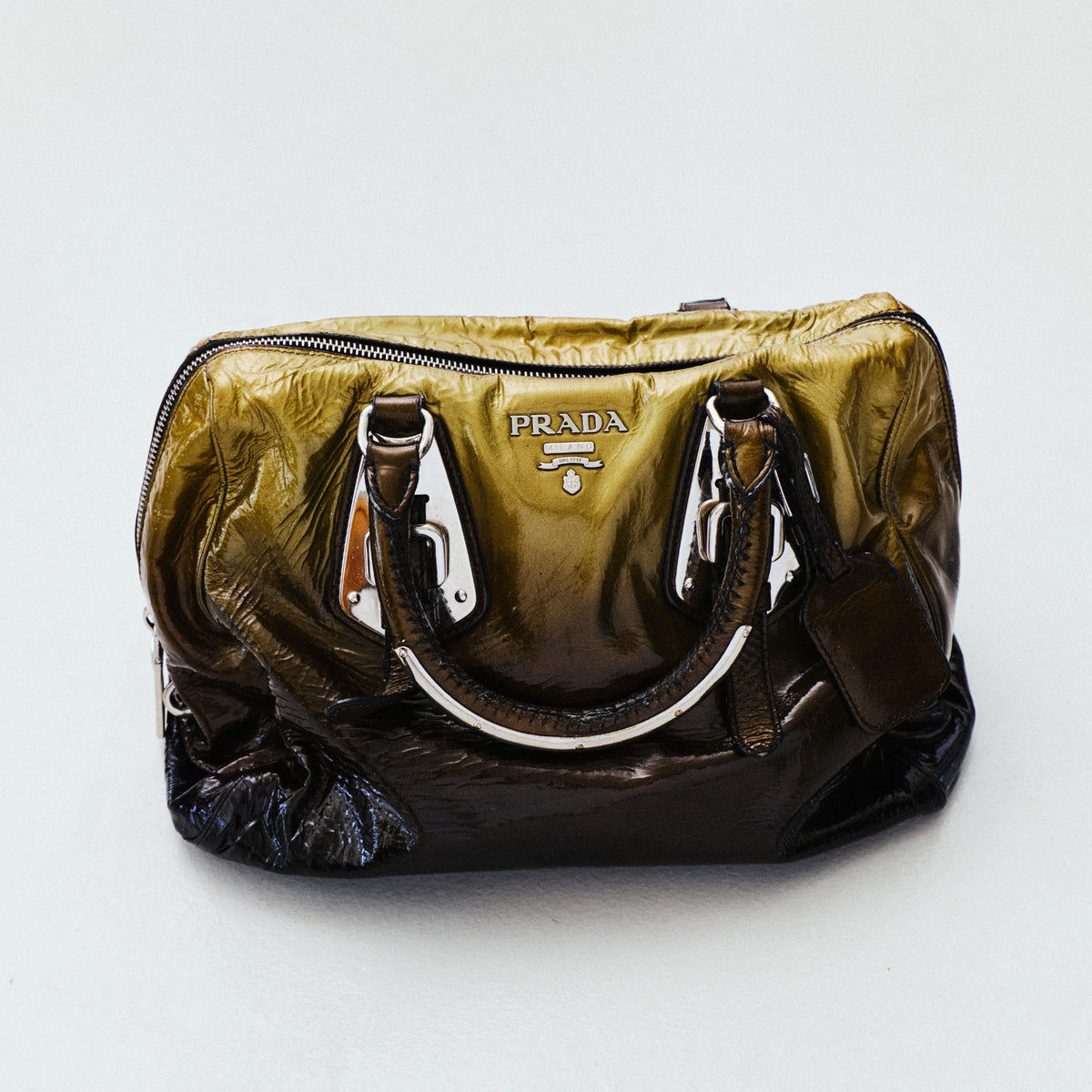 PRADA PATENT LEATHER BOWLING BAG