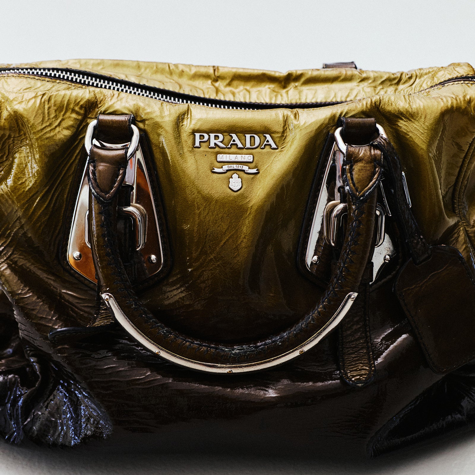 PRADA PATENT LEATHER BOWLING BAG