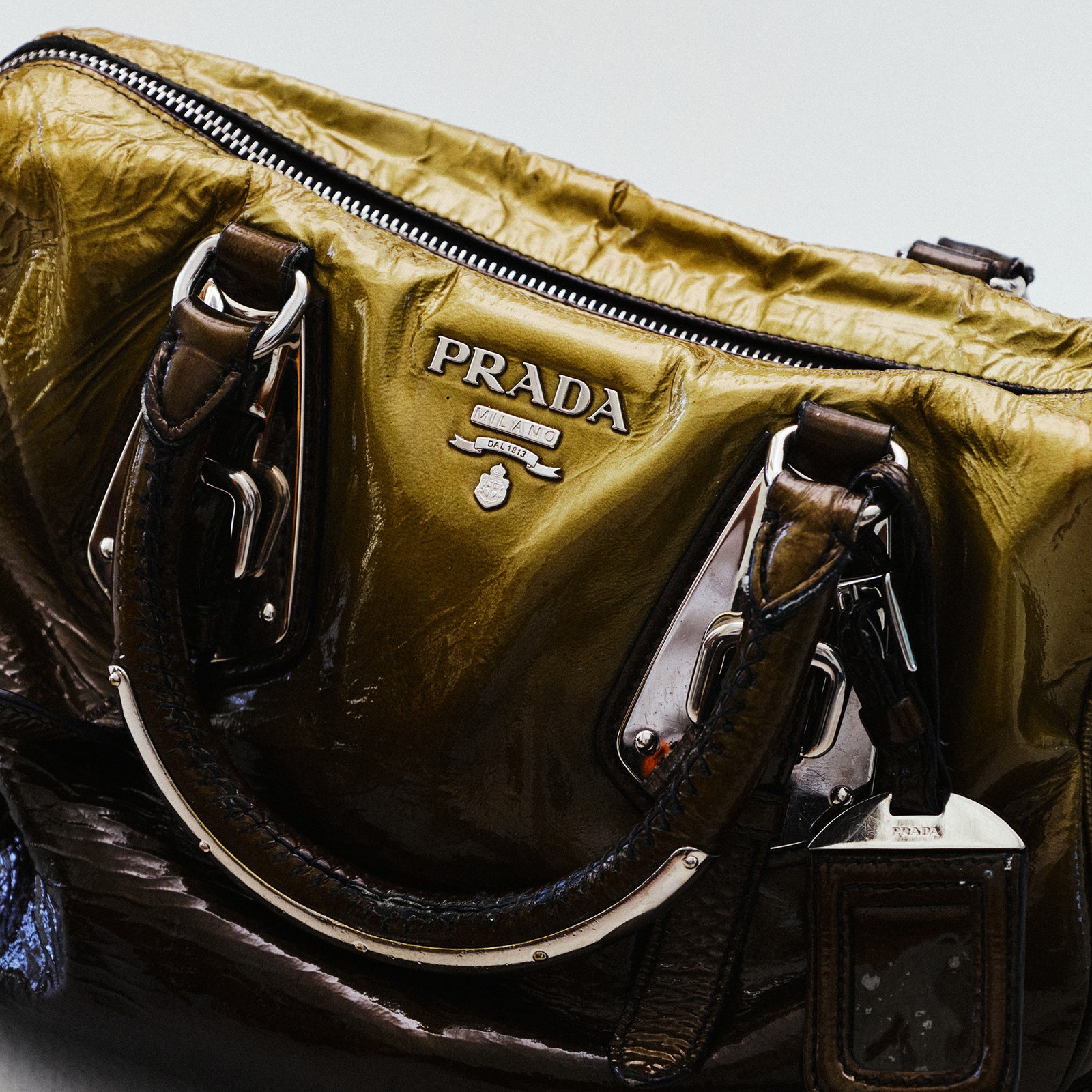 PRADA PATENT LEATHER BOWLING BAG