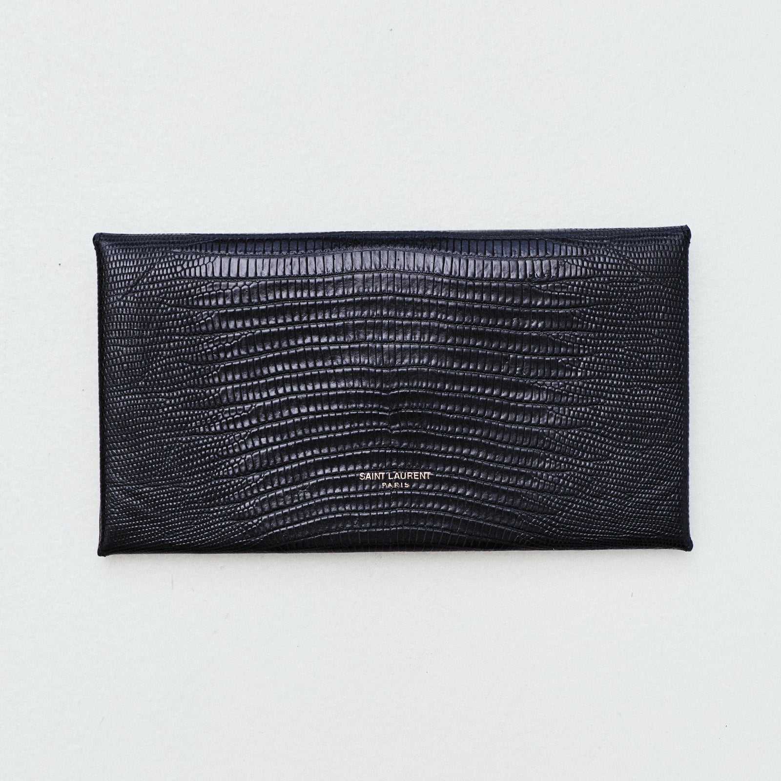 SAINT LAURENT CROC-EMBOSSED MINI CLUTCH