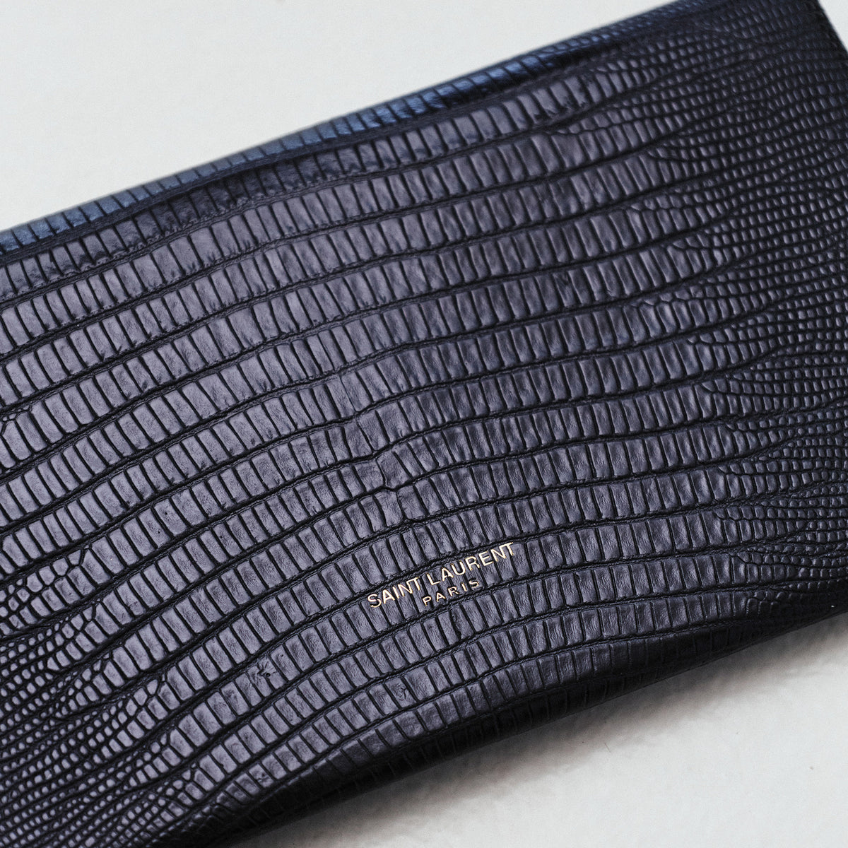 SAINT LAURENT CROC-EMBOSSED MINI CLUTCH