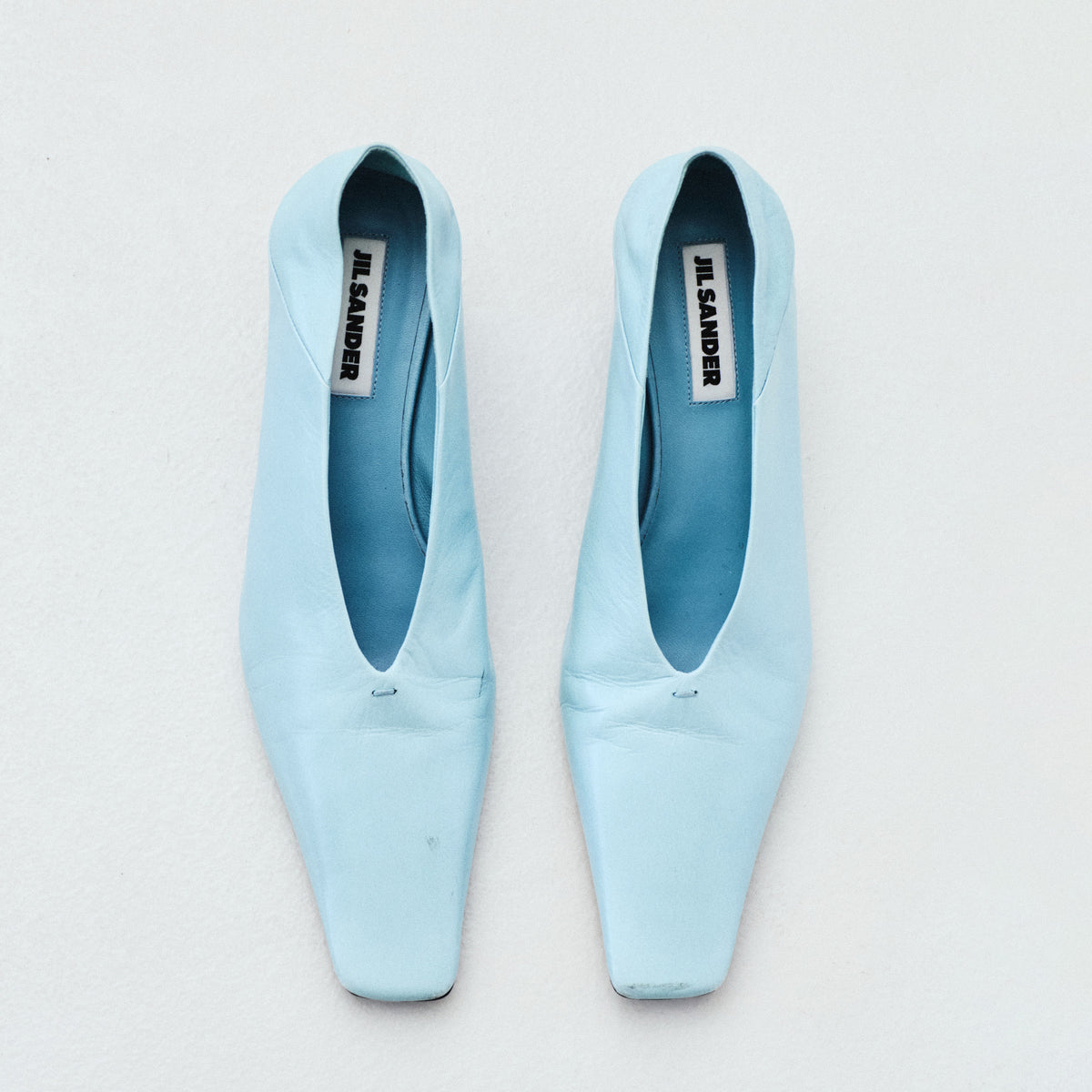 JIL SANDER SQUARE TOE LEATHER FLATS