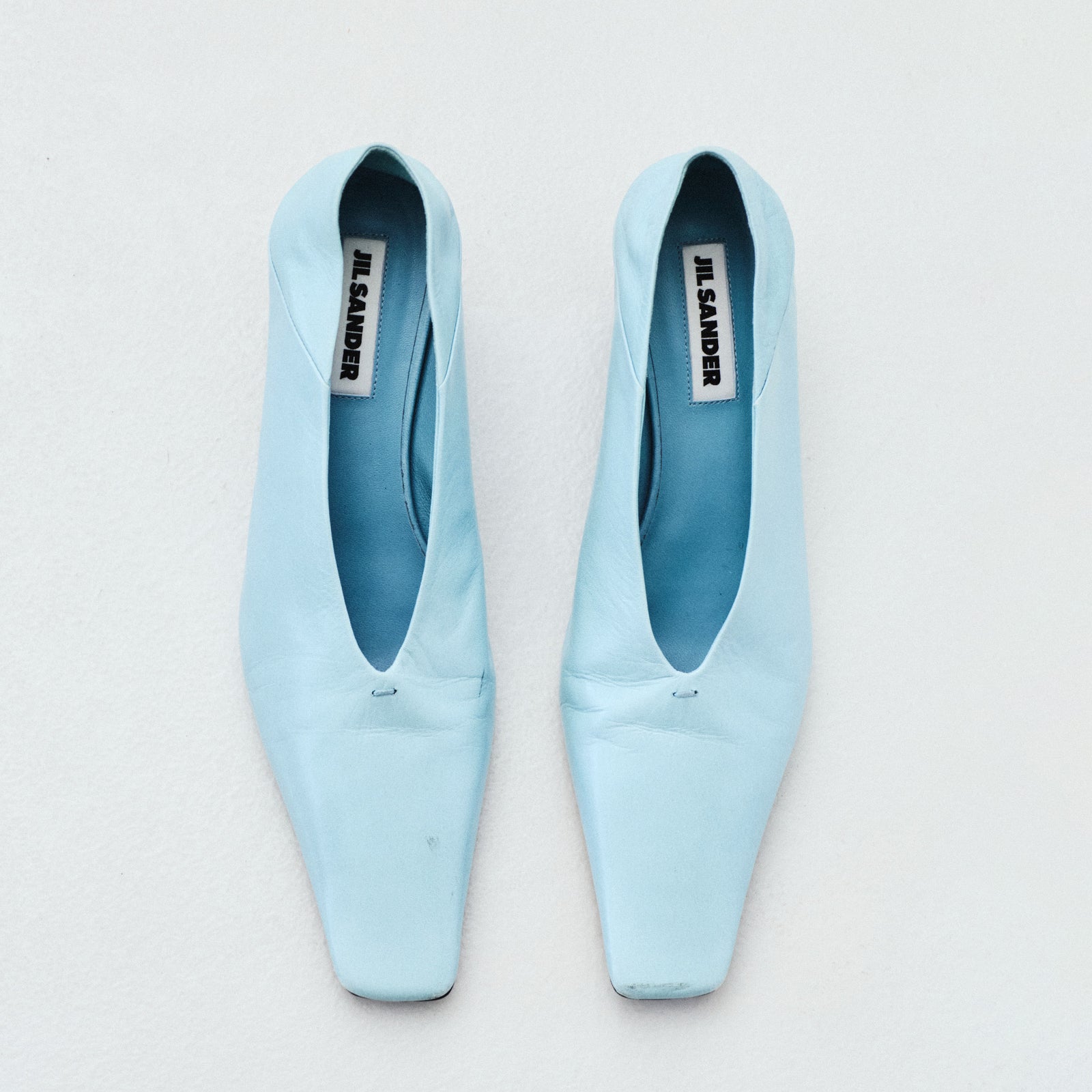JIL SANDER SQUARE TOE LEATHER FLATS