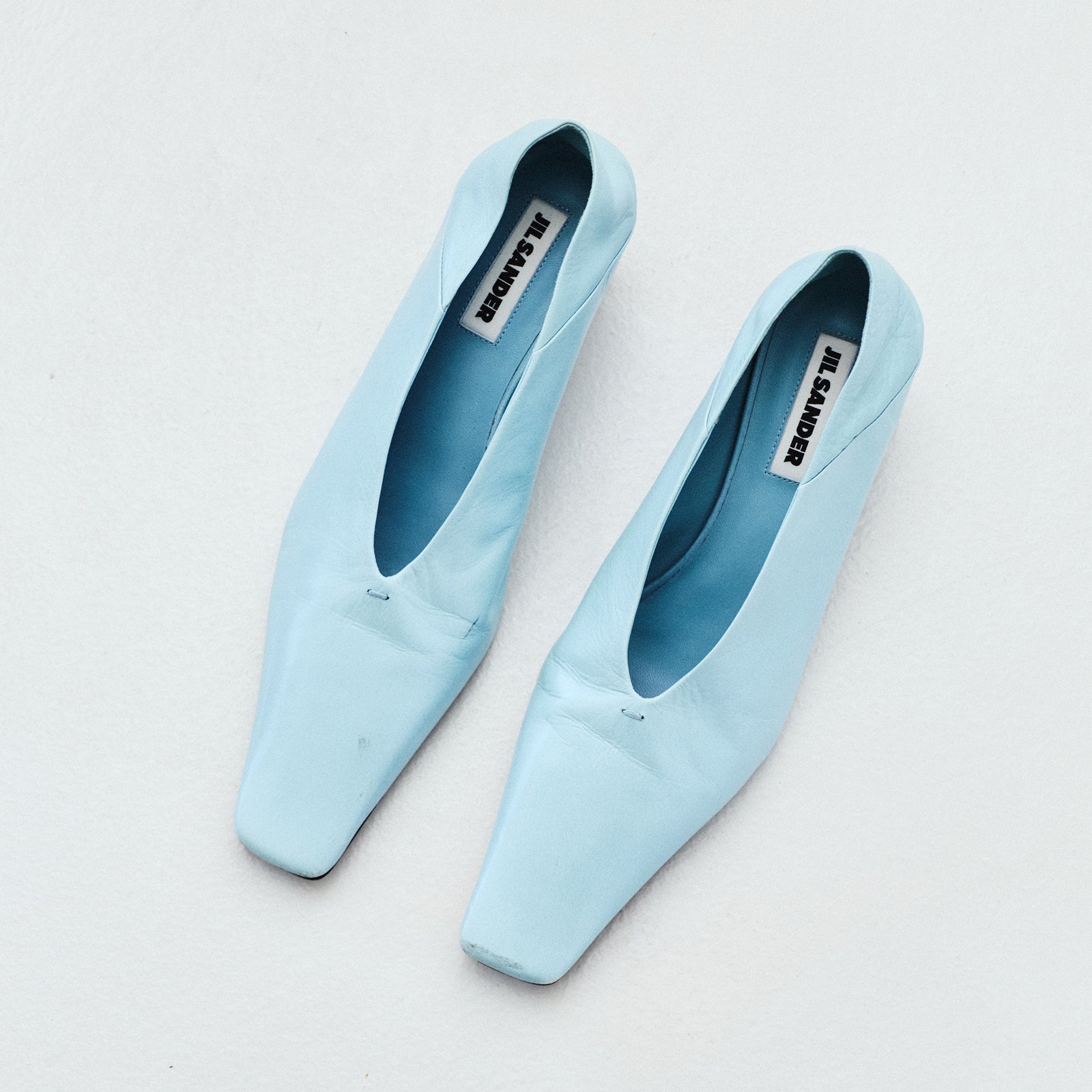 JIL SANDER SQUARE TOE LEATHER FLATS