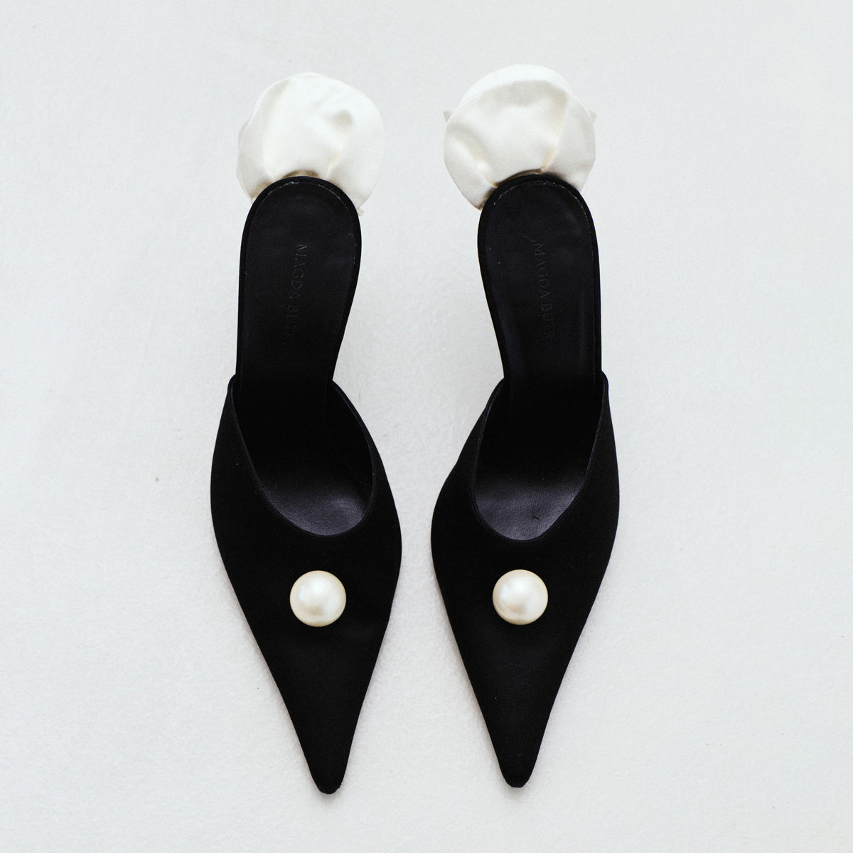 MAGDA BUTRYM PEARL SATIN MULES