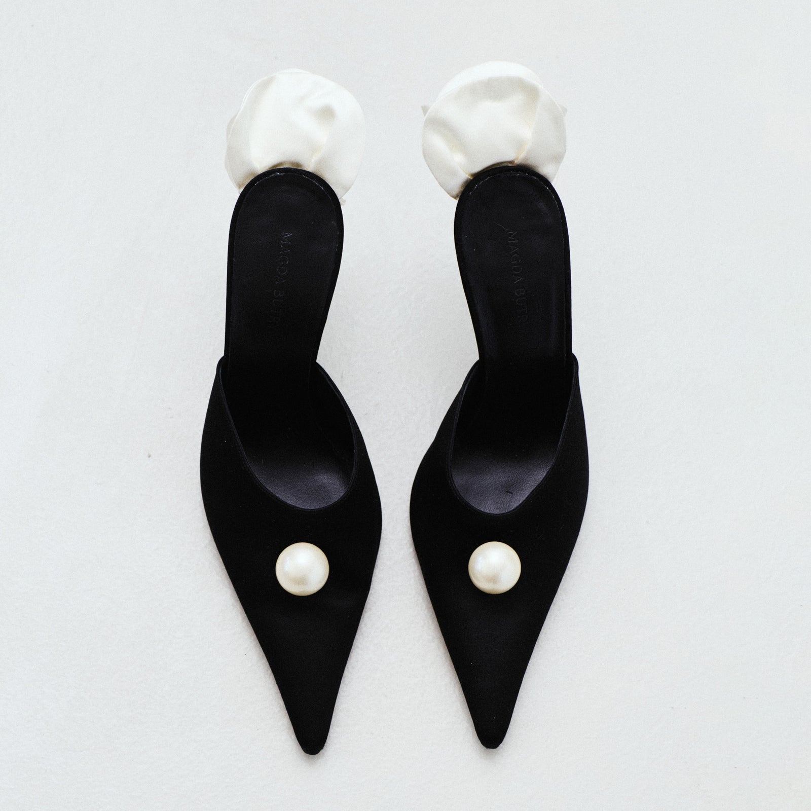 MAGDA BUTRYM PEARL SATIN MULES